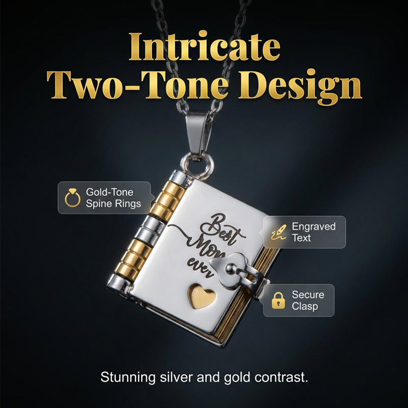 Mother's Day Engraved Book Necklace