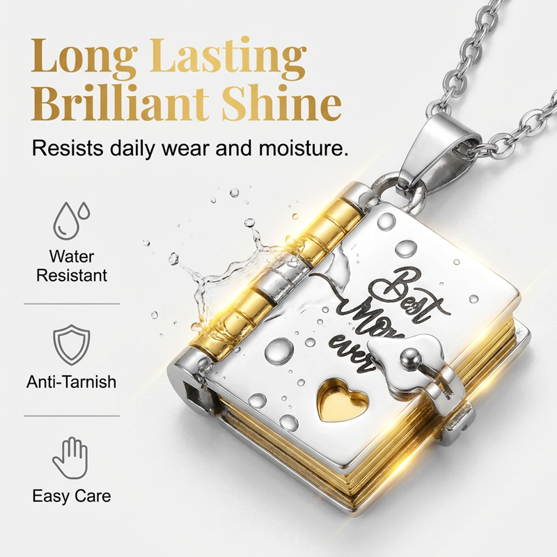 Mother's Day Engraved Book Necklace