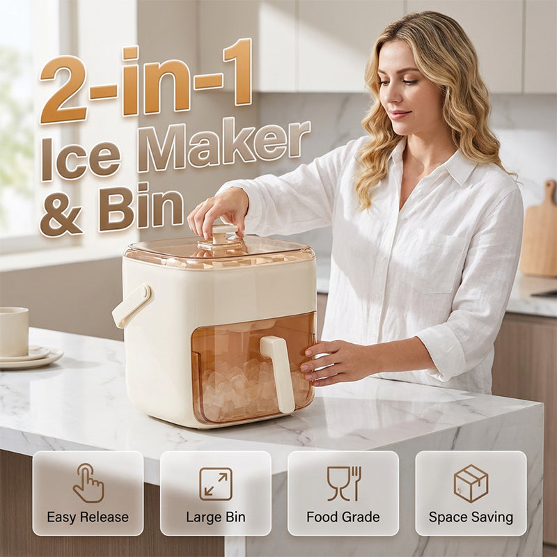 2-in-1 Ice Cube Maker with Storage Bin