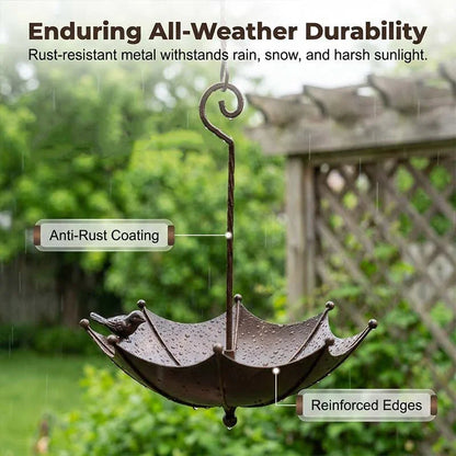 🐦Hanging Umbrella Bird Feeder & Bath – Dual-Use, Rust-Resistant, Vintage Style & Perfect for Garden Decor ☂️
