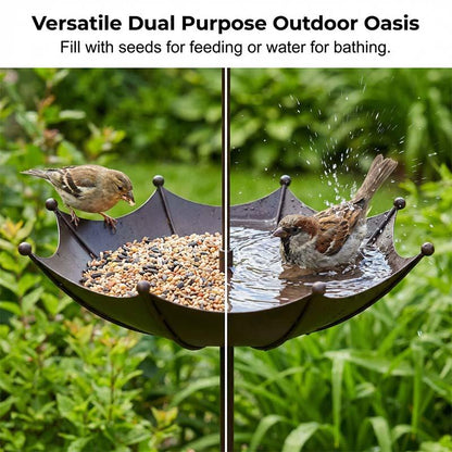 🐦Hanging Umbrella Bird Feeder & Bath – Dual-Use, Rust-Resistant, Vintage Style & Perfect for Garden Decor ☂️