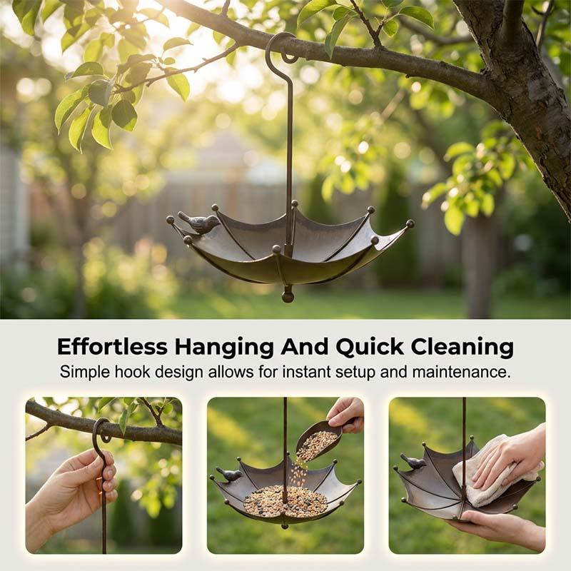 🐦Hanging Umbrella Bird Feeder & Bath – Dual-Use, Rust-Resistant, Vintage Style & Perfect for Garden Decor ☂️