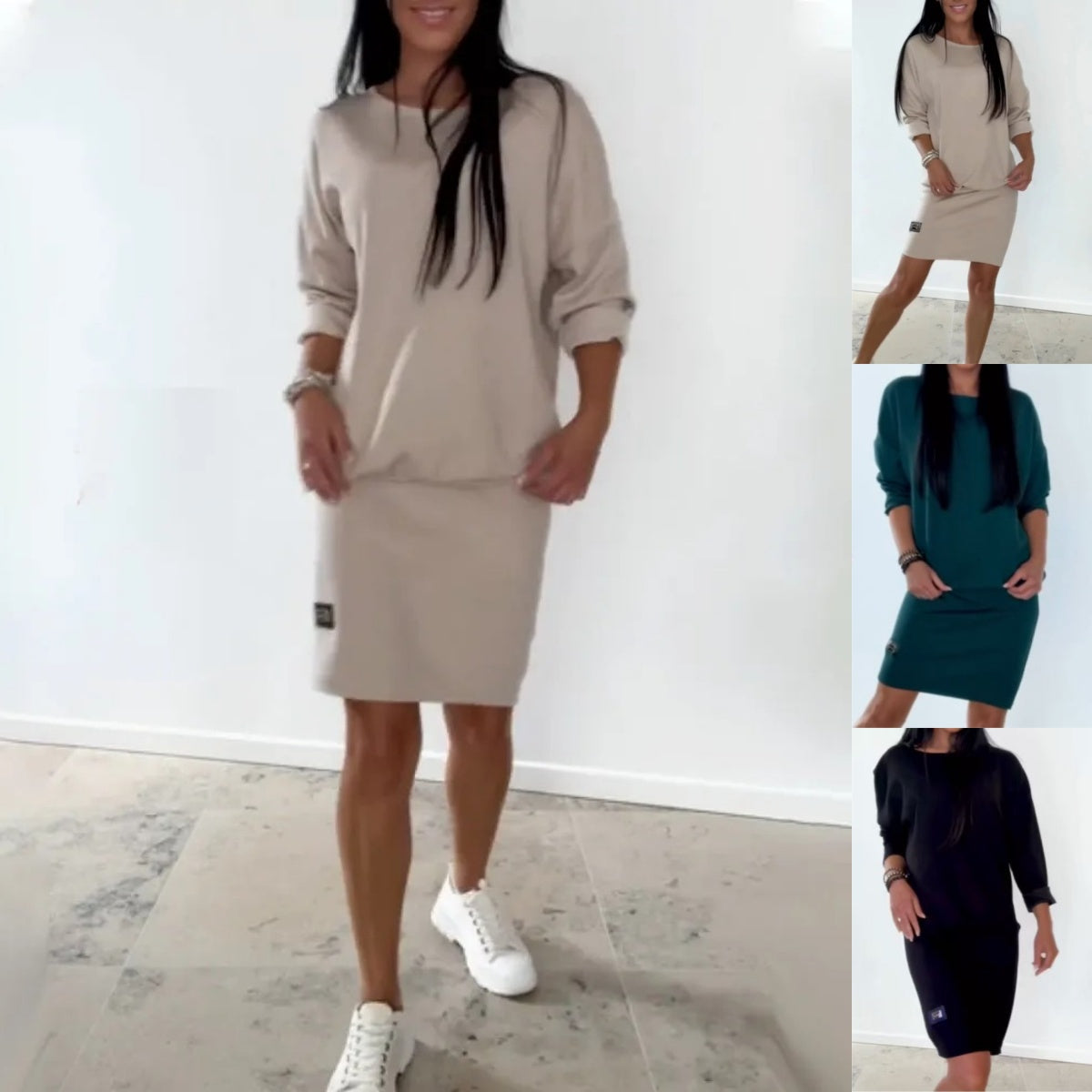 Women's Casual Crewneck Sweatshirt Dress