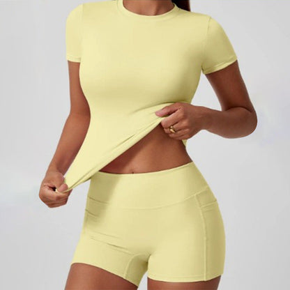 🔥Women's High-Stretch Top & Shorts Set – Soft, Breathable, Perfect for Yoga or Lounge 🧘‍♀️✨