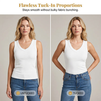 ⛱️ 💞Women's V-Neck Ribbed Knit Tank Top
