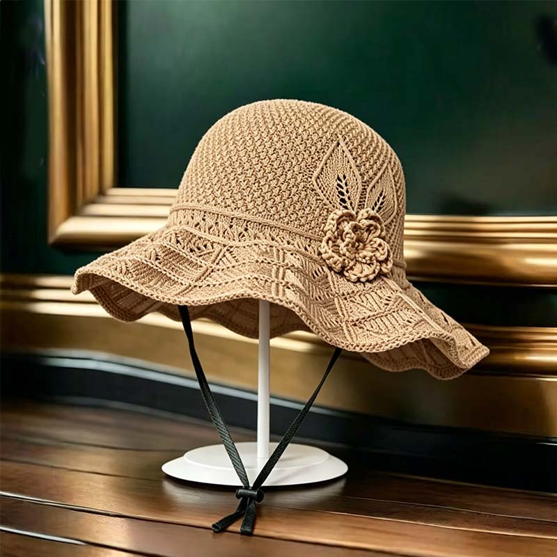 🥳SUMMER HOT SALE🔥Women's Crochet Bucket Hat with Flower Accent