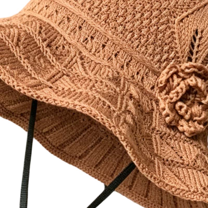 🥳SUMMER HOT SALE🔥Women's Crochet Bucket Hat with Flower Accent