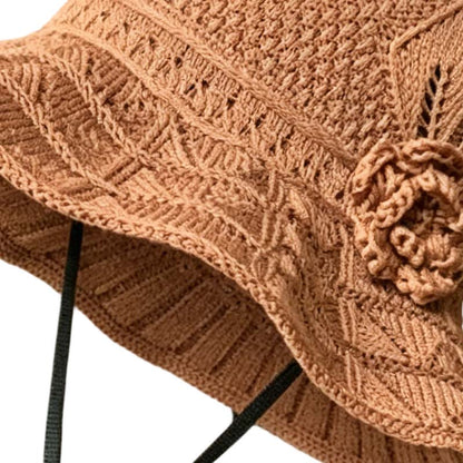 🥳SUMMER HOT SALE🔥Women's Crochet Bucket Hat with Flower Accent