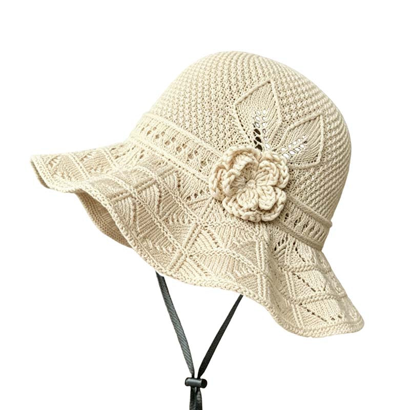 🥳SUMMER HOT SALE🔥Women's Crochet Bucket Hat with Flower Accent