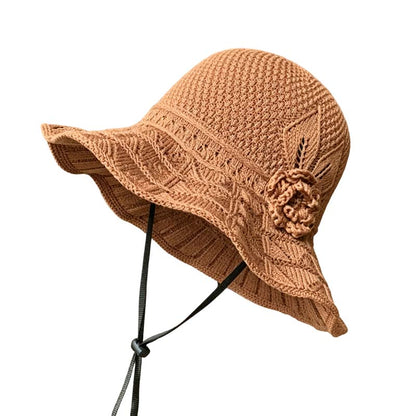 🥳SUMMER HOT SALE🔥Women's Crochet Bucket Hat with Flower Accent