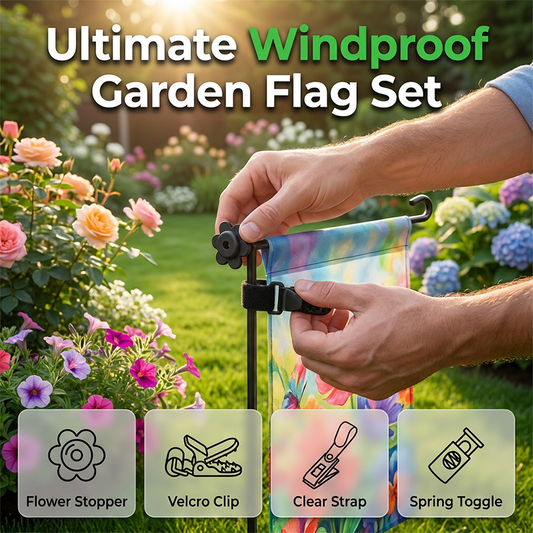 Garden Flag Stopper & Clip Set