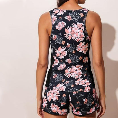 Color-Blocking Printed Loose Swimsuit Set👙💕
