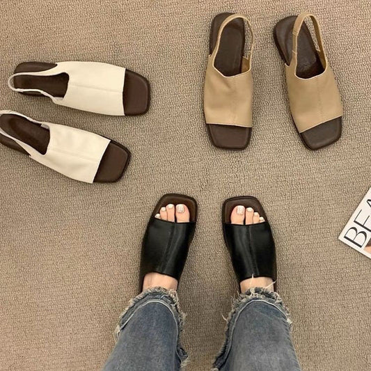 Women's Retro Square Toe Slingback Sandals