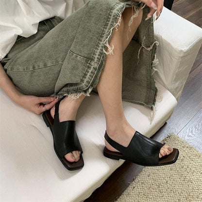Women's Retro Square Toe Slingback Sandals