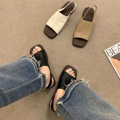 Women's Retro Square Toe Slingback Sandals