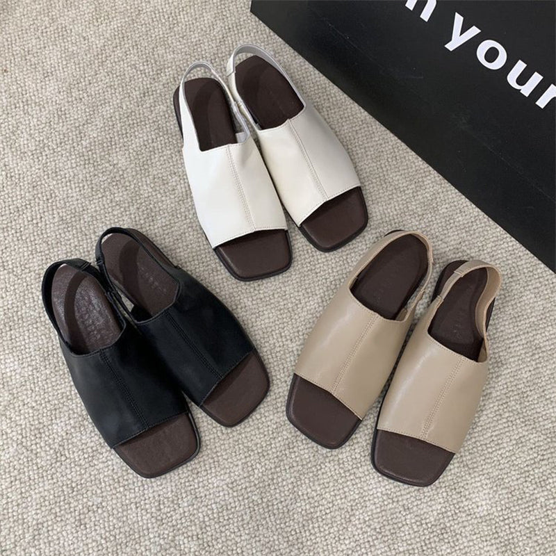 Women's Retro Square Toe Slingback Sandals