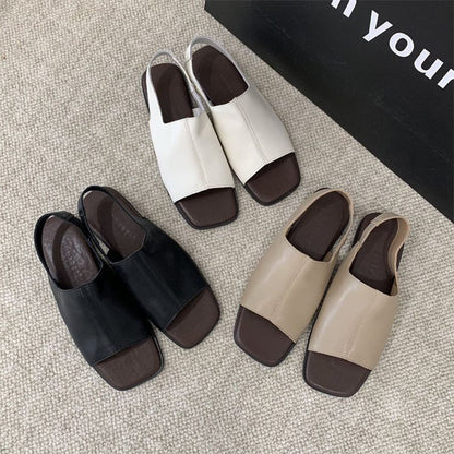 Women's Retro Square Toe Slingback Sandals