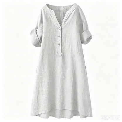 Women's Casual V-Neck Button Down Tunic Dress