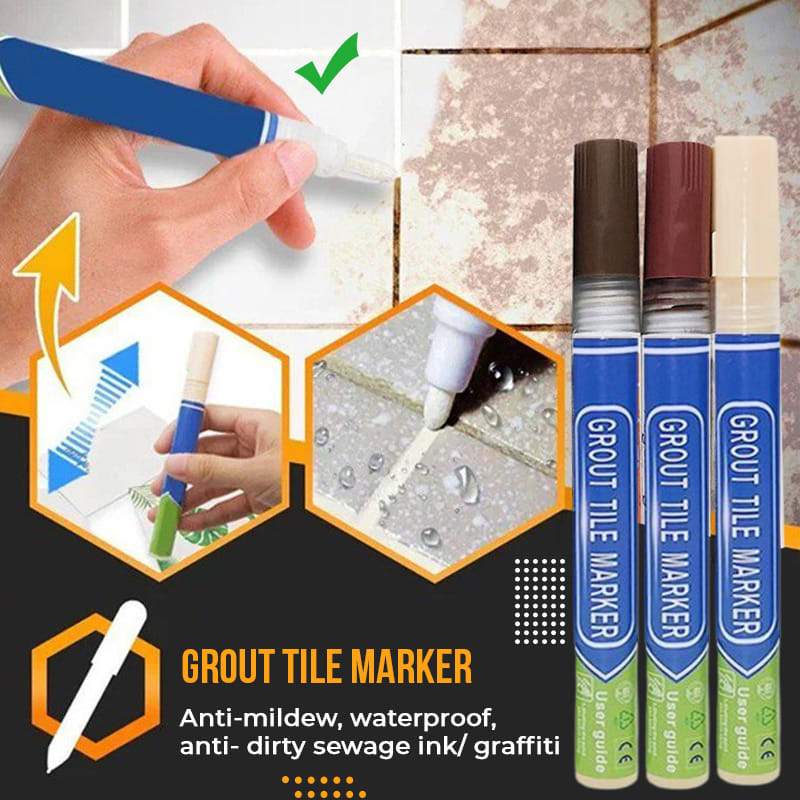 🛁Tile Grout Repair Coloured Pencil – Covers blackened, mouldy joints & restores like‑new colour. Water‑based, non‑toxic. 🖊️🧴
