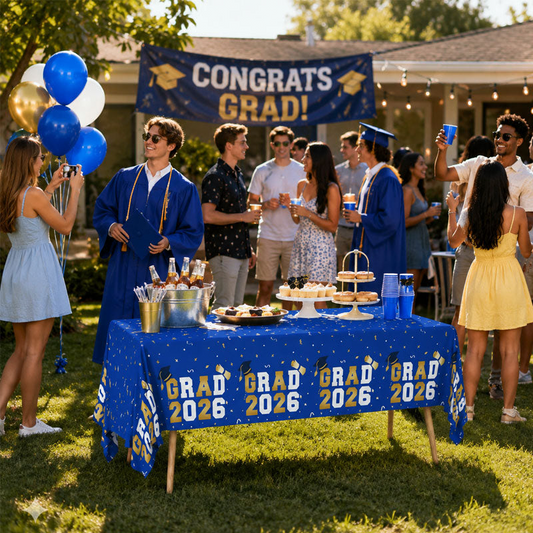 "Grad 2026" Confetti Tablecloth
