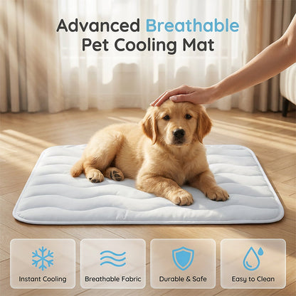 ❄️Breathable Pet Cooling Mat – No Water or Electricity Needed, Machine Washable, Lightweight & Portable, Safe Fabric Cooling for Dogs & Cats in Crate, Car & Home