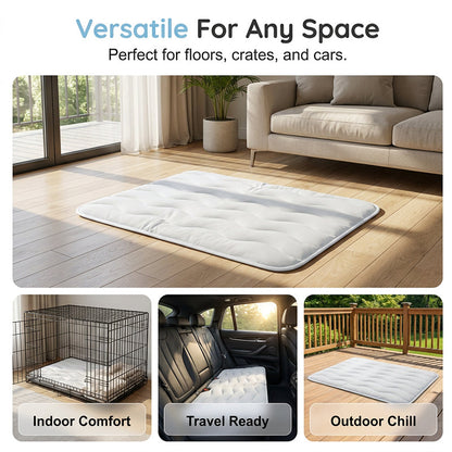 ❄️Breathable Pet Cooling Mat – No Water or Electricity Needed, Machine Washable, Lightweight & Portable, Safe Fabric Cooling for Dogs & Cats in Crate, Car & Home