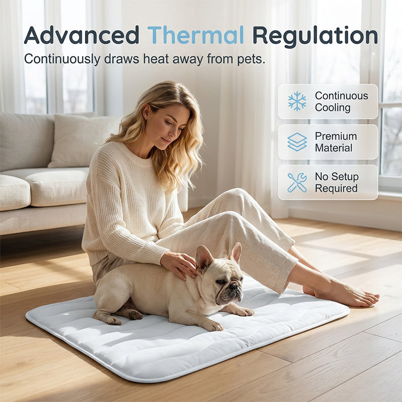❄️Breathable Pet Cooling Mat – No Water or Electricity Needed, Machine Washable, Lightweight & Portable, Safe Fabric Cooling for Dogs & Cats in Crate, Car & Home