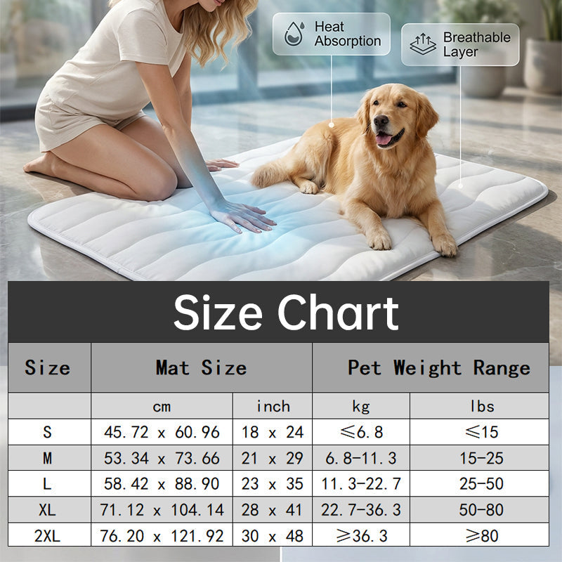 ❄️Breathable Pet Cooling Mat – No Water or Electricity Needed, Machine Washable, Lightweight & Portable, Safe Fabric Cooling for Dogs & Cats in Crate, Car & Home