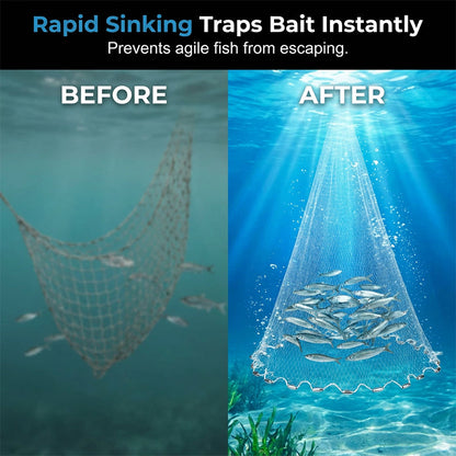 🎣 Easy-Throw Cast Net – Fast-Sinking Weighted Mesh for Freshwater & Saltwater Fishing 🐟