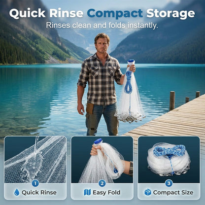 🎣 Easy-Throw Cast Net – Fast-Sinking Weighted Mesh for Freshwater & Saltwater Fishing 🐟