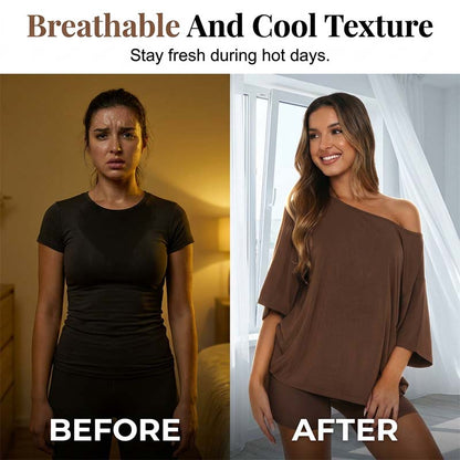 Women's Solid Color Relaxed Fit Top and Shorts Outfit