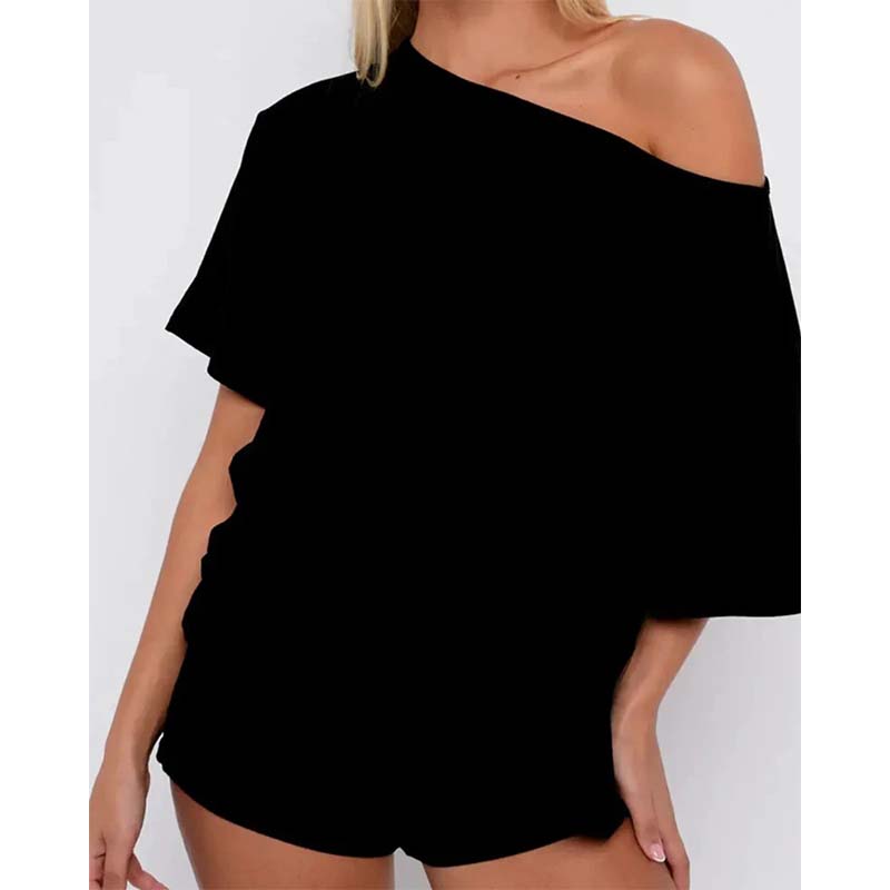 Women's Solid Color Relaxed Fit Top and Shorts Outfit