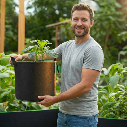 🌱👜 5-Pack Thickened Non-Woven Grow Bag With Handles – Heavy Duty, Breathable Fabric, Eco-Friendly, Large Capacity.