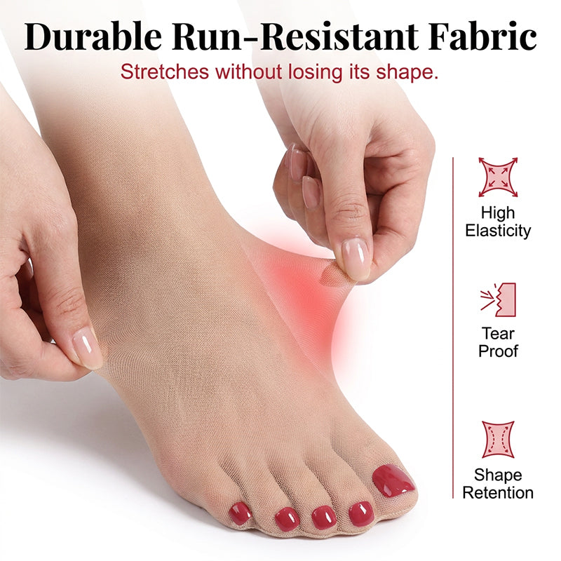 ☀️Instant Pedicure Sheer Stockings with Artificial Toenails