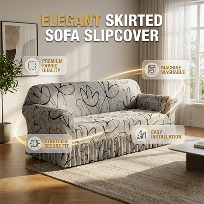 🛋️High-Stretch Sofa Slipcover – Ruffled Hem & Full Protection