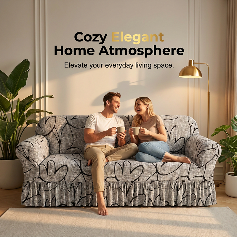 🛋️High-Stretch Sofa Slipcover – Ruffled Hem & Full Protection