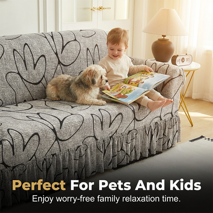 🛋️High-Stretch Sofa Slipcover – Ruffled Hem & Full Protection