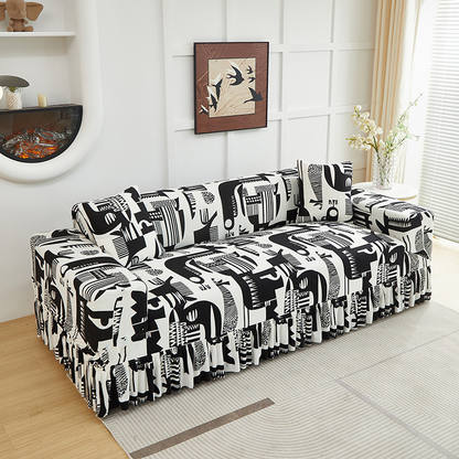 🛋️High-Stretch Sofa Slipcover – Ruffled Hem & Full Protection