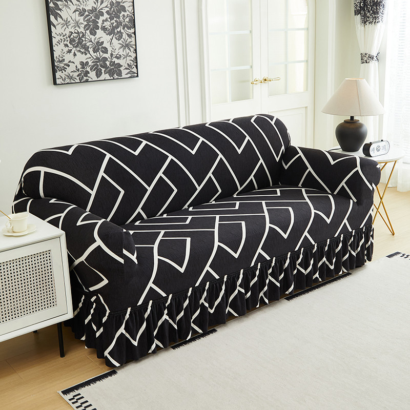 🛋️High-Stretch Sofa Slipcover – Ruffled Hem & Full Protection