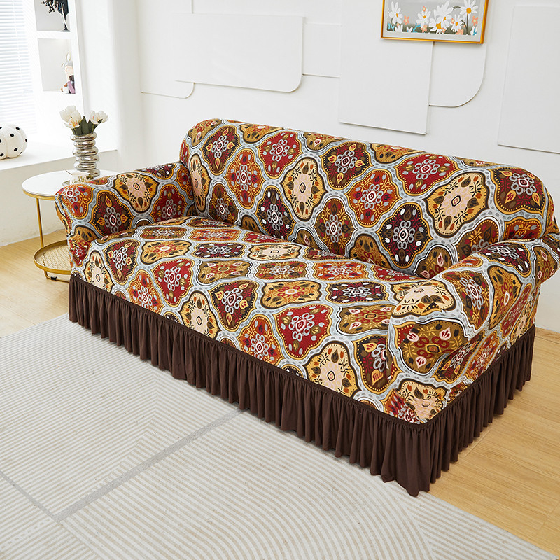 🛋️High-Stretch Sofa Slipcover – Ruffled Hem & Full Protection
