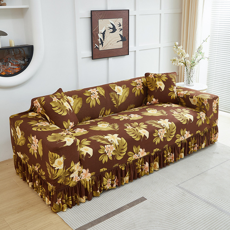 🛋️High-Stretch Sofa Slipcover – Ruffled Hem & Full Protection