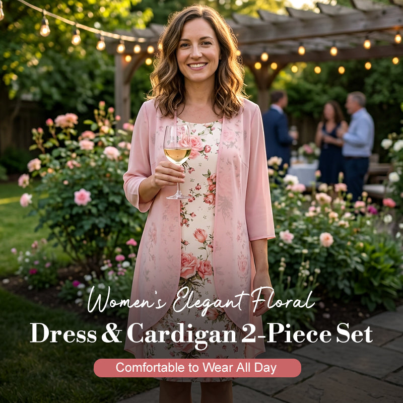 🔥Women's Elegant Chiffon Dress & Cardigan 2-Piece Set