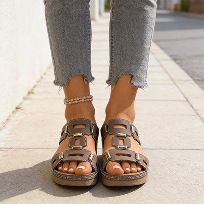 Women's Retro Hollow Wedge Slide Sandals