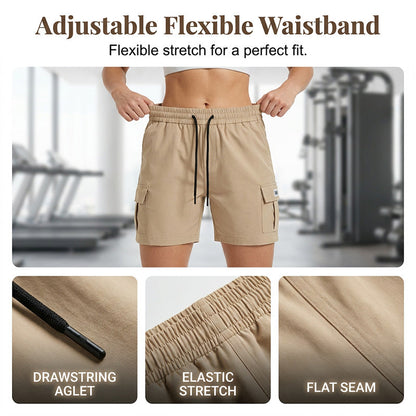 Women's Elastic Waist Cargo Shorts with Pockets