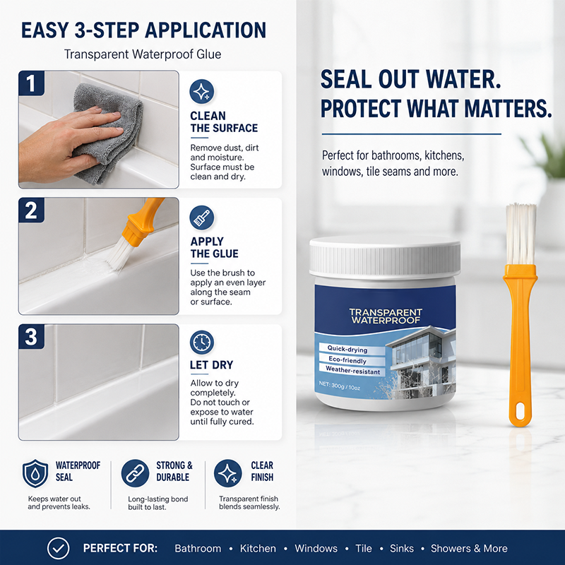 Transparent Waterproof Sealant with Brush