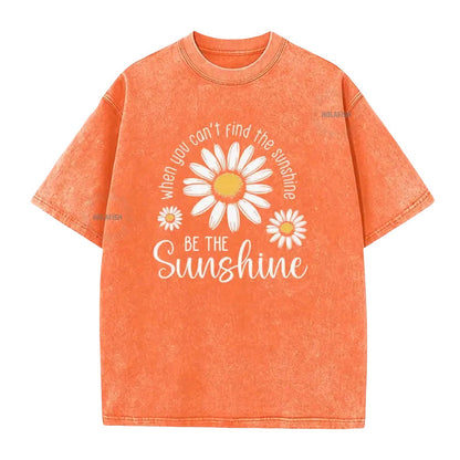 Unisex Vintage Washed Daisy Print Loose Fit T-Shirt