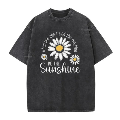 Unisex Vintage Washed Daisy Print Loose Fit T-Shirt