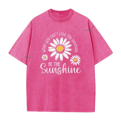 Unisex Vintage Washed Daisy Print Loose Fit T-Shirt