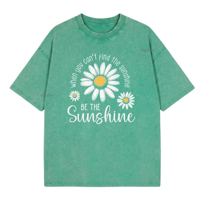Unisex Vintage Washed Daisy Print Loose Fit T-Shirt