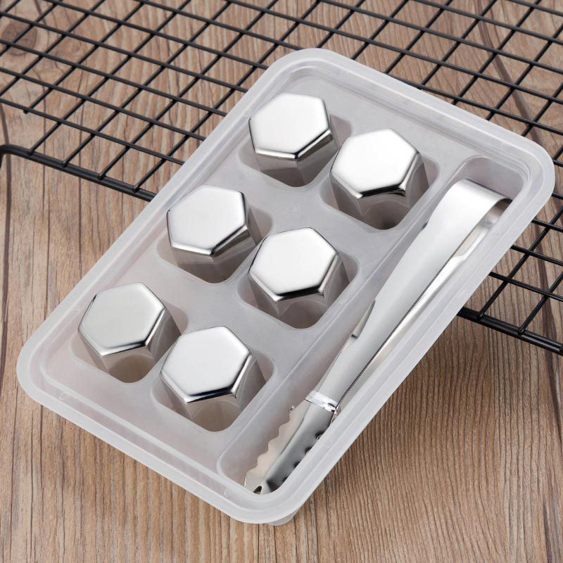 Reusable Stainless Steel Hexagon Ice Cubes Set